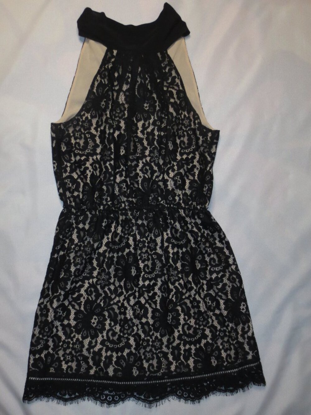 JOIE womens DRESS black NAKED mini LACE homecoming FORMAL nude PROM SIZE M